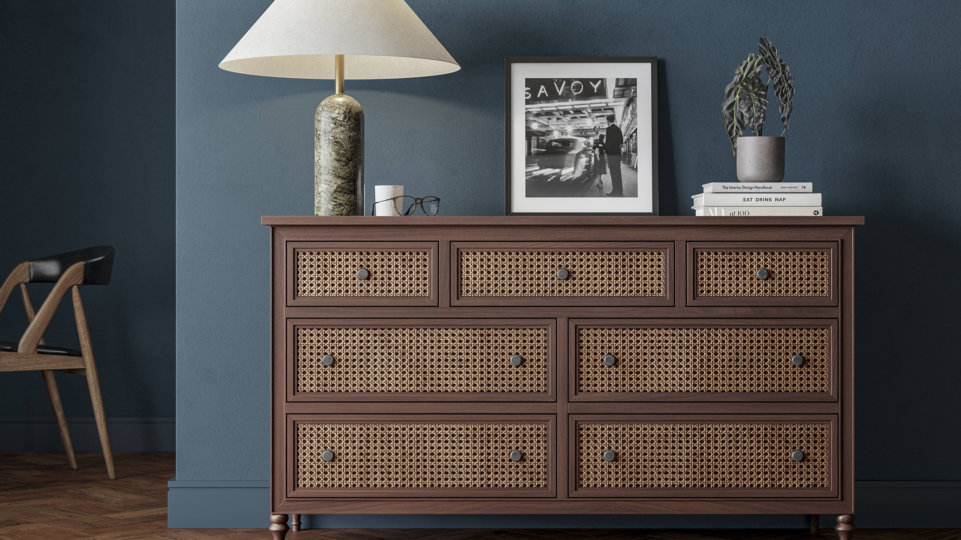 Rattan chest of drawers
