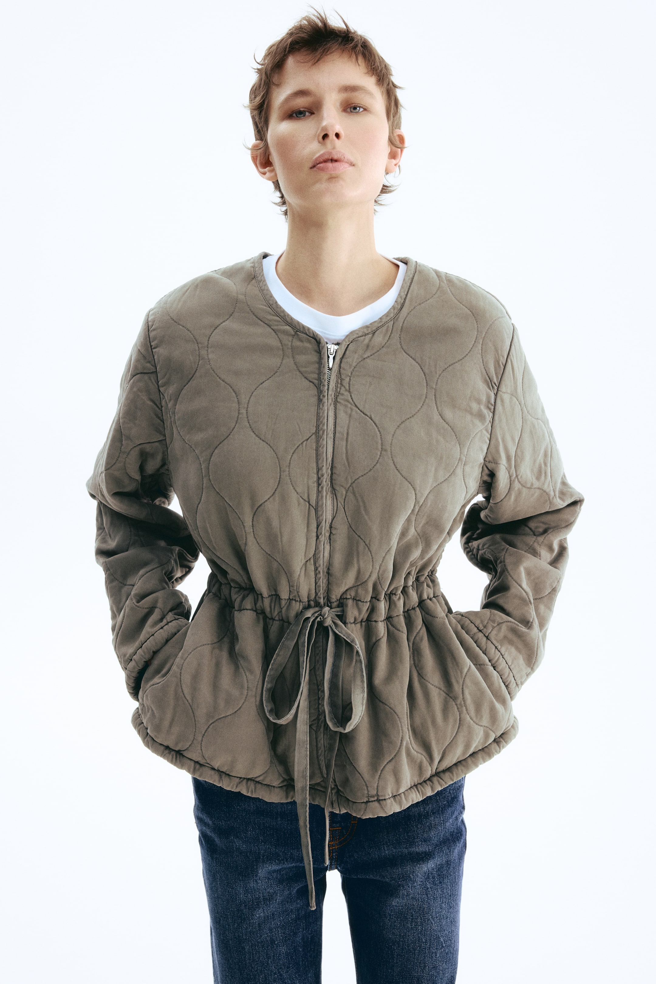 Quilted Twill Jacket - Gray