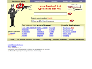Ask Jeeves browser from 2000