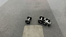 dumbbells in a gym