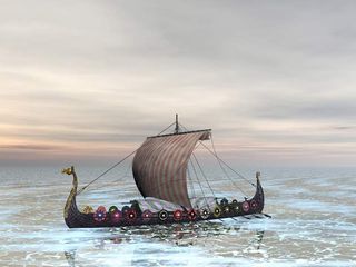 An artist's impression of a Viking ship.