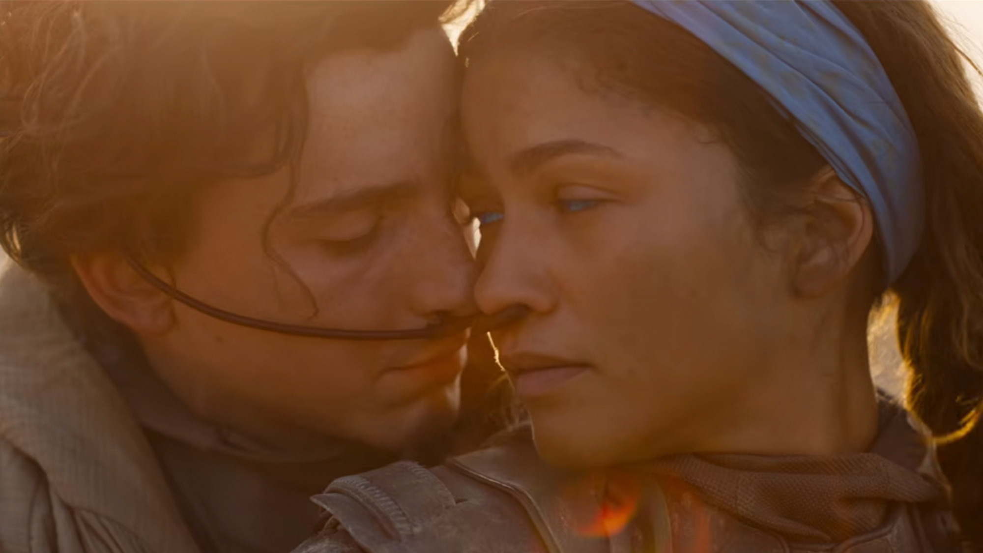Timothee Chalamet and Zendaya hugging in Dune Part 3