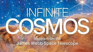 A slice of the official cover for a space science book titled &quot;Infinite Cosmos&quot;