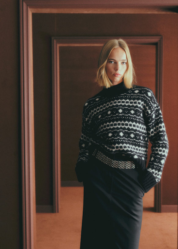 Robin Sweater - Ecru/ Black - Alpaca - Sézane