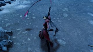 A vampire attacks with a whip in V Rising