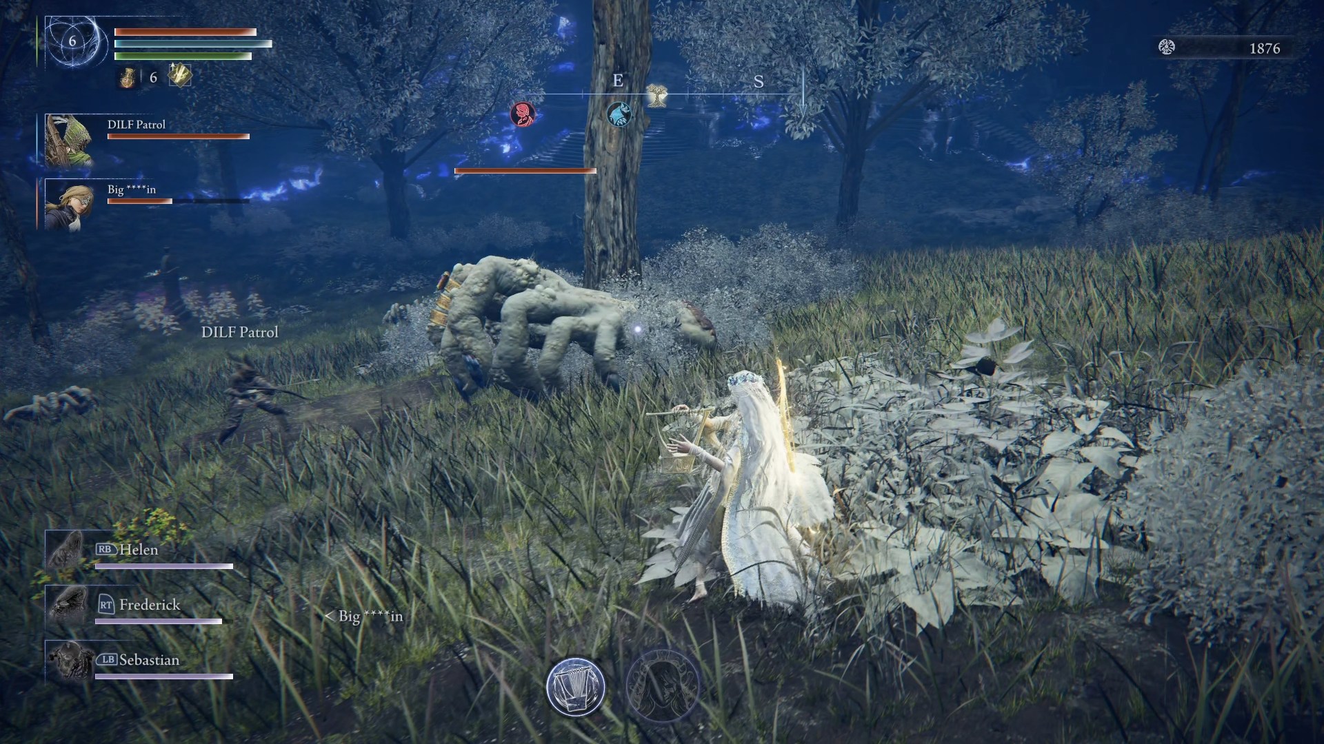 Elden Ring Nightreign Revenant build: Revenant calling upon a spirit to fight a large spider-like hand enemy.
