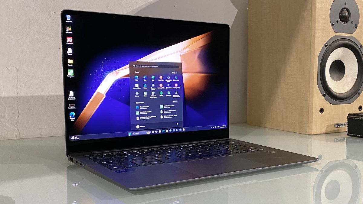 Samsung Galaxy Book4 Pro in use on a desk showing the screen