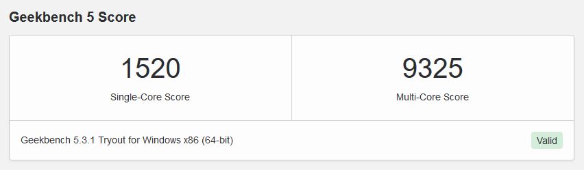 Geekbench 5 5900H Submission