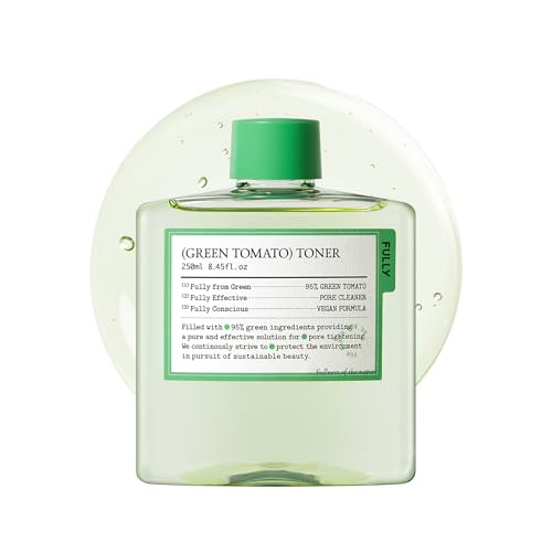 Fully Green Tomato Toner, Pore Tightening With 95% Green Tomato Extract and Vit C, Skin Soothing and Hydrating, Fragrance Free, Vegan &amp;amp; Dermatologically Tested, 8.45 Fl.oz