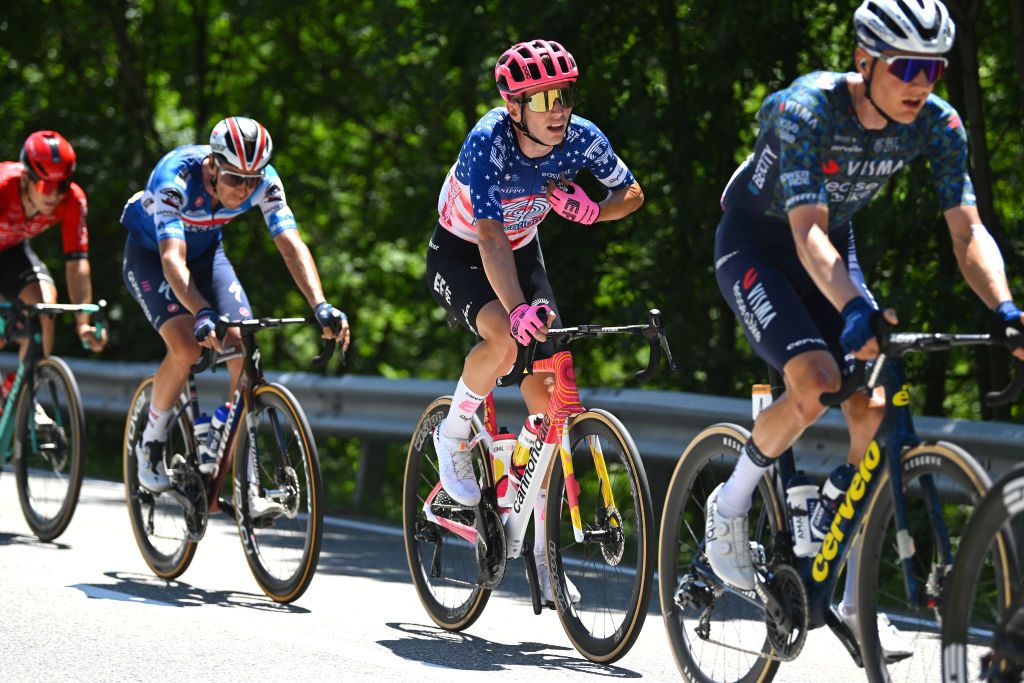 VALLOIRE FRANCE JULY 02 Sean Quinn of The United States and Team EF Education EasyPost competes during the 111th Tour de France 2024 Stage 4 a 1394km stage from Pinerolo to Valloire UCIWT on July 02 2024 in Valloire France Photo by Dario BelingheriGetty Images