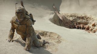 Boba Fett crawling out of the Sarlacc Pit.
