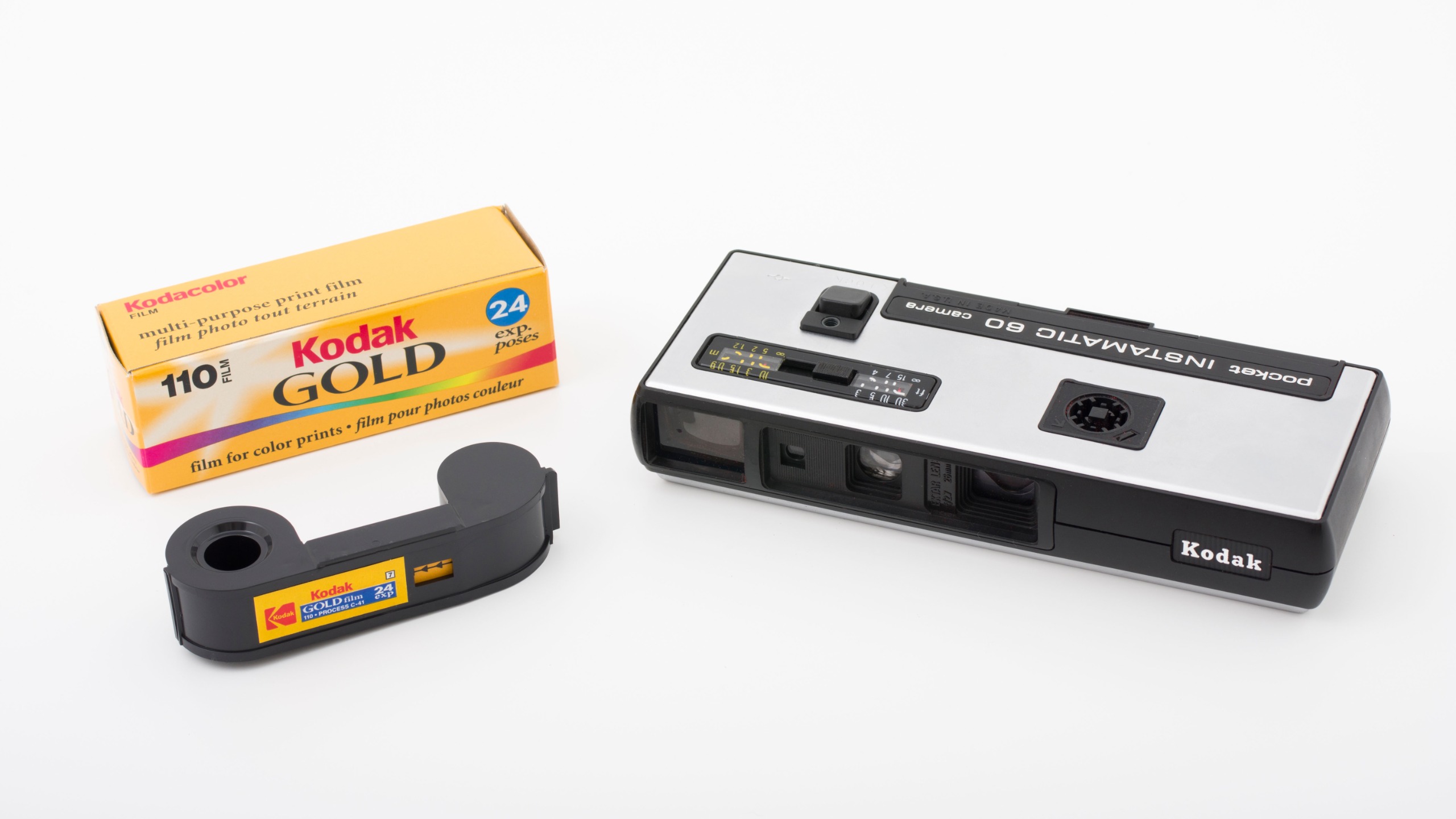 A Kodak 110 camera with a 110 cartridge