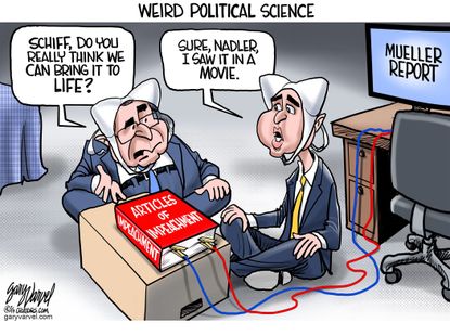 Political Cartoon U.S. Political Weird Science Nadler Schiff Impeachment Oingo Boingo