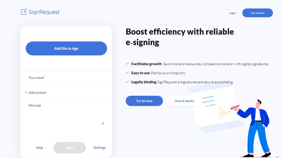 Website screenshot of SignRequest (October, 2025)