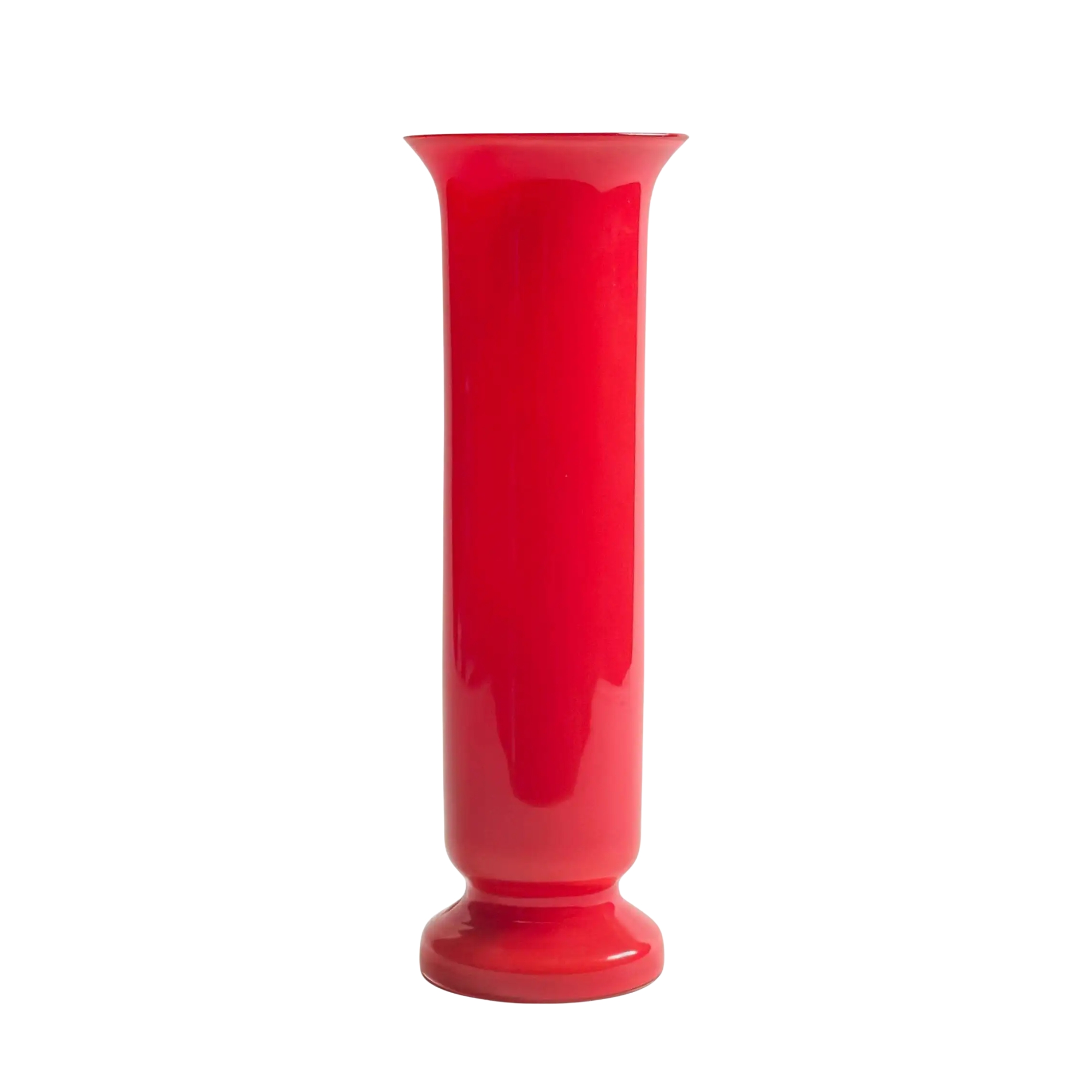 red glass column vase