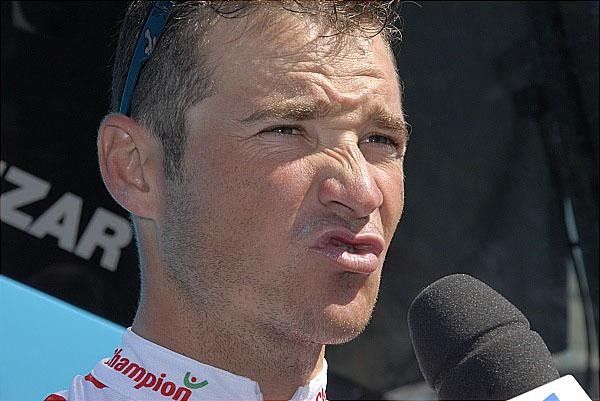 Thomas Voeckler (Bouygues Telecom) is interviewed before the start of stage six.