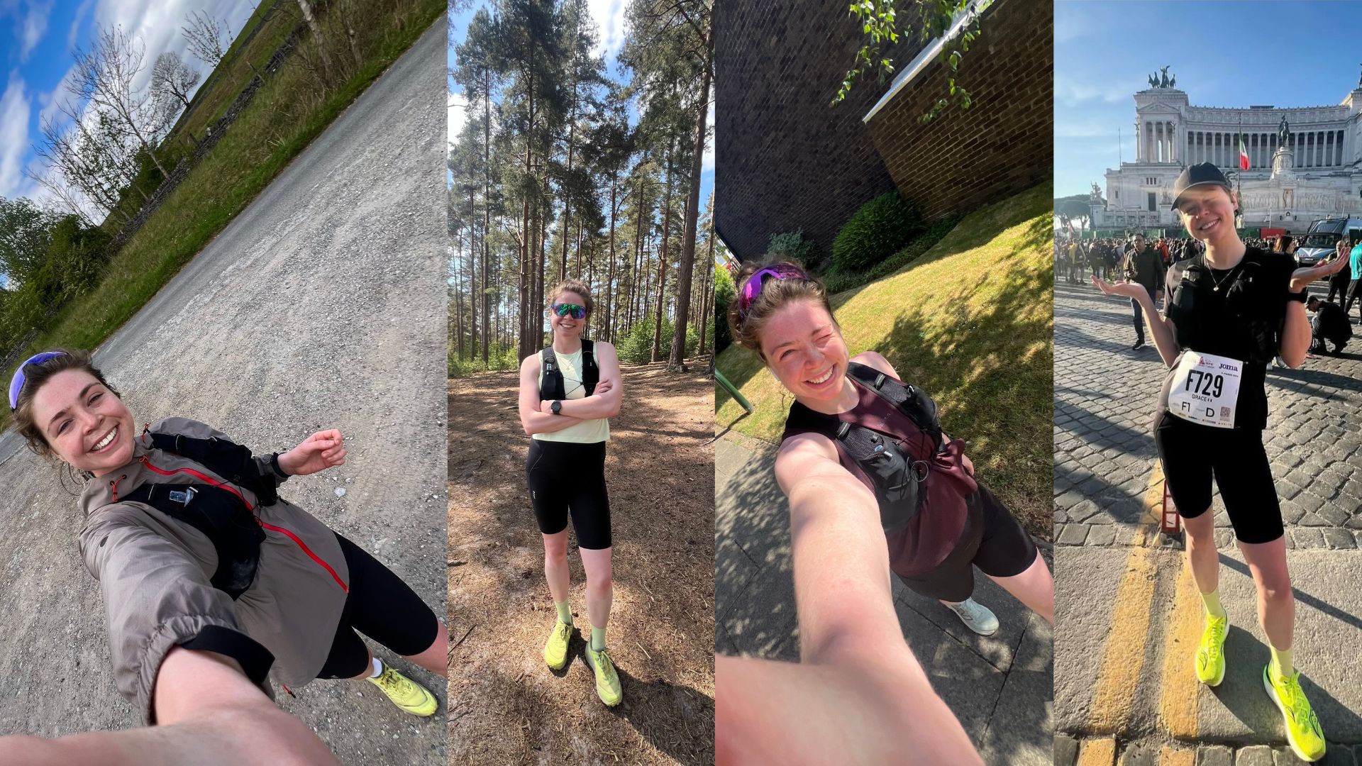 Grace Walsh wearing the best running shorts for women, including options from Lululemon, Sweaty Betty, and MAAP