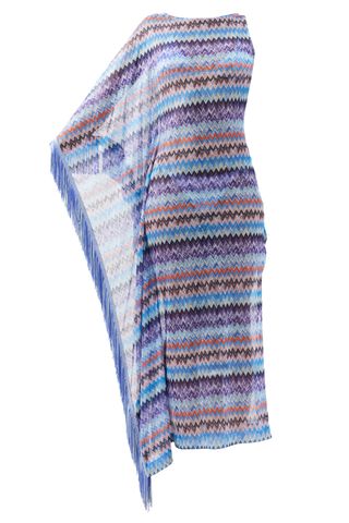 Missoni Striped Open-Knit Fringed One-Sleeve Kaftan