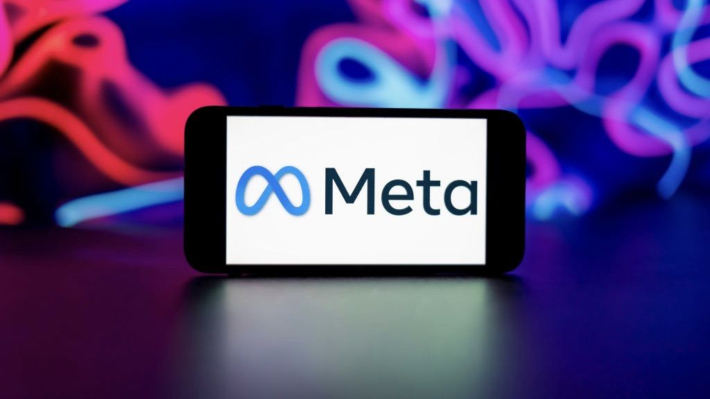 In this photo illustration, the Meta logo is seen displayed on a mobile phone screen.