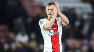 James Ward-Prowse of Southampton applauds the fans after the Carabao Cup quarter-final match between Southampton and Manchester City on 11 January, 2023 at St Mary's in Southampton, United Kingdom.
