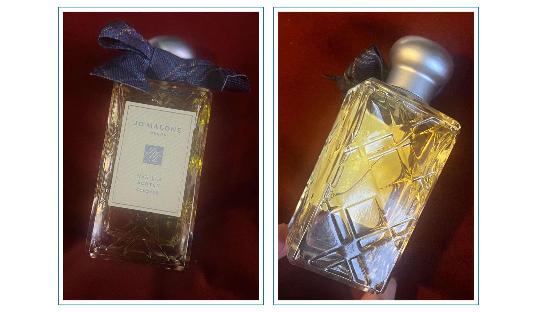 A hand holding a bottle of Jo Malone London Vanilla Scotch eau de cologne