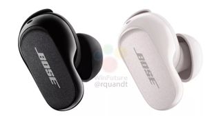 Bose QuietComfort Earbuds 2 in balck and white on a white background