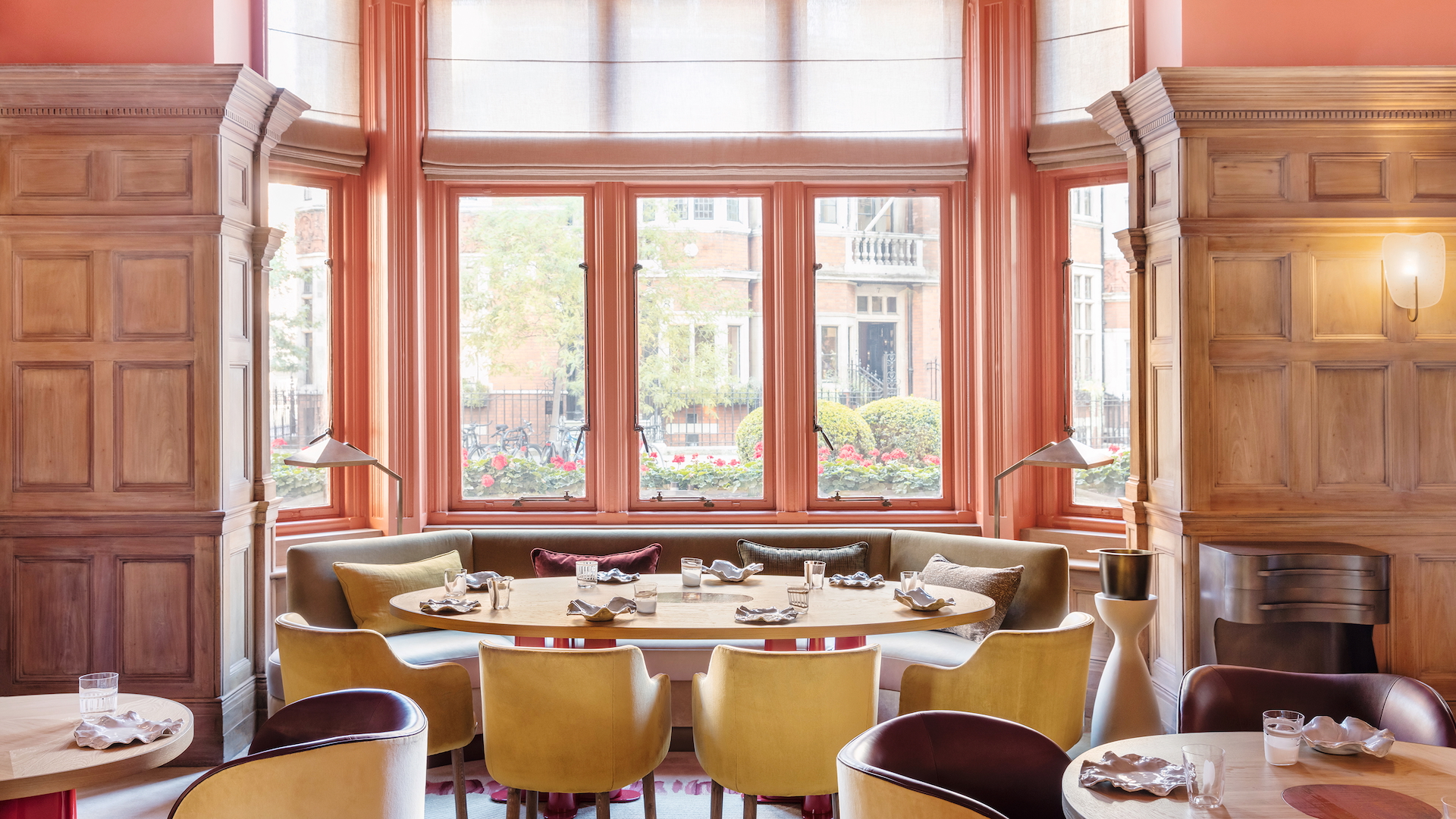 The dining room at Hélène Darroze's Michelin-star restaurant at the Connaught Hotel in London