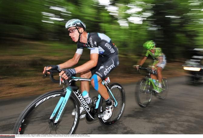 Tony Martin (Omega Pharma-Quickstep) drills it with Alessandro Di Marchi (Cannondale) in tow