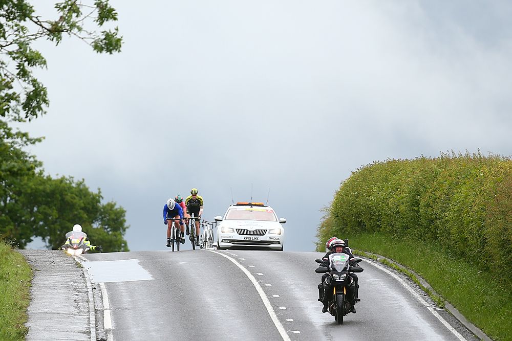 OVO Energy Women's Tour stage 4 breakaway: Sarah Roy of Australia and Team Mitchelton - SCOTT / Charlotte Becker of Germany and Team FDJ Nouvelle Aquitaine - Futuroscope / Femke Markus of The Netherlands and Team Parkhotel Valkenburg