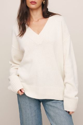 Jadey cashmere oversized v-neck sweater