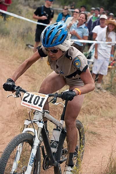 After riding in second place for most of the race, Kelly Emmett finished third to Shonny Vanlandingham.