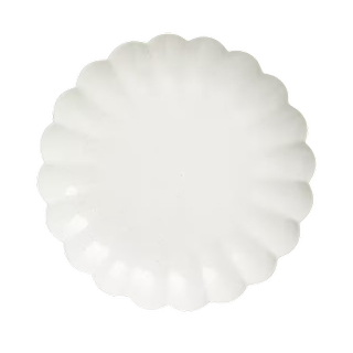 Scalloped Speckled Stoneware Dinner Plate, 26cm, Off White