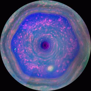 Saturn's hexagonal storm