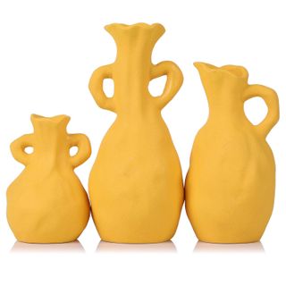 Yellow Ceramic Vases, Set of 3