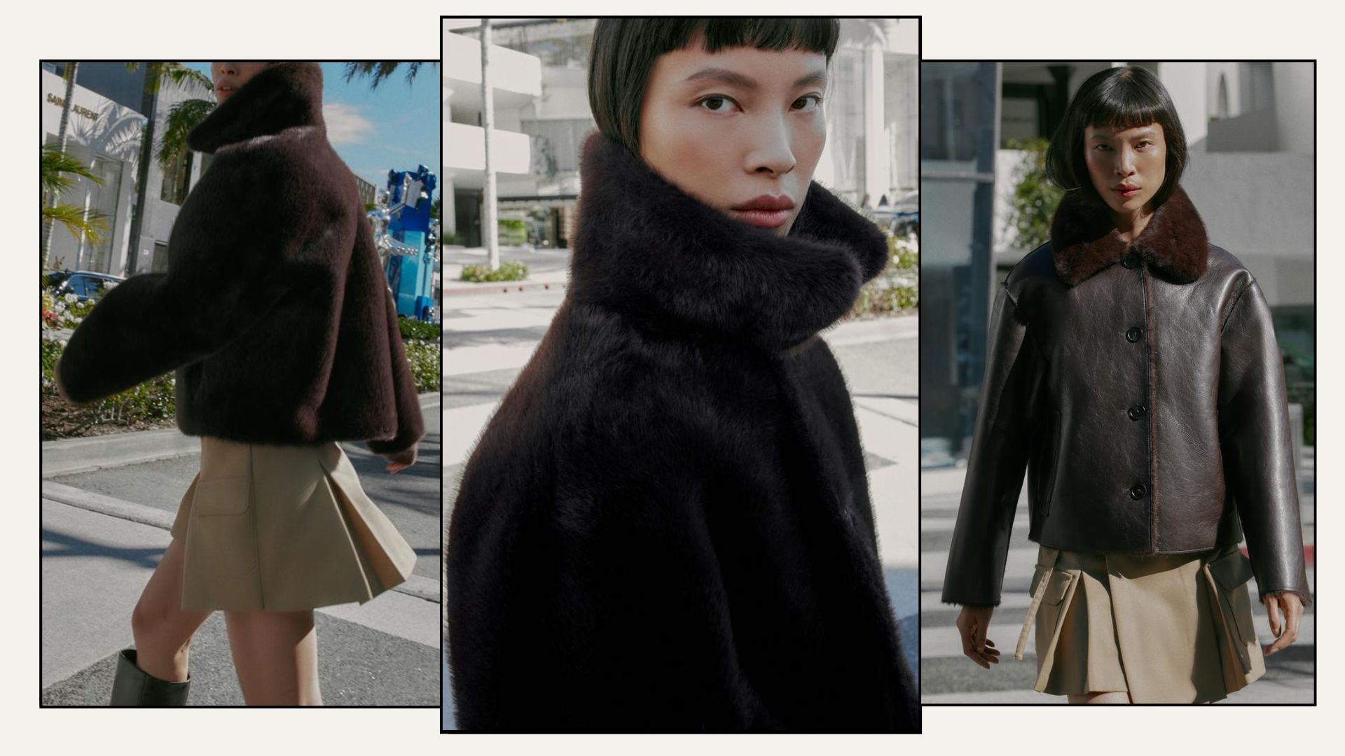 Model wears reversible brown jacket from Zara three ways 