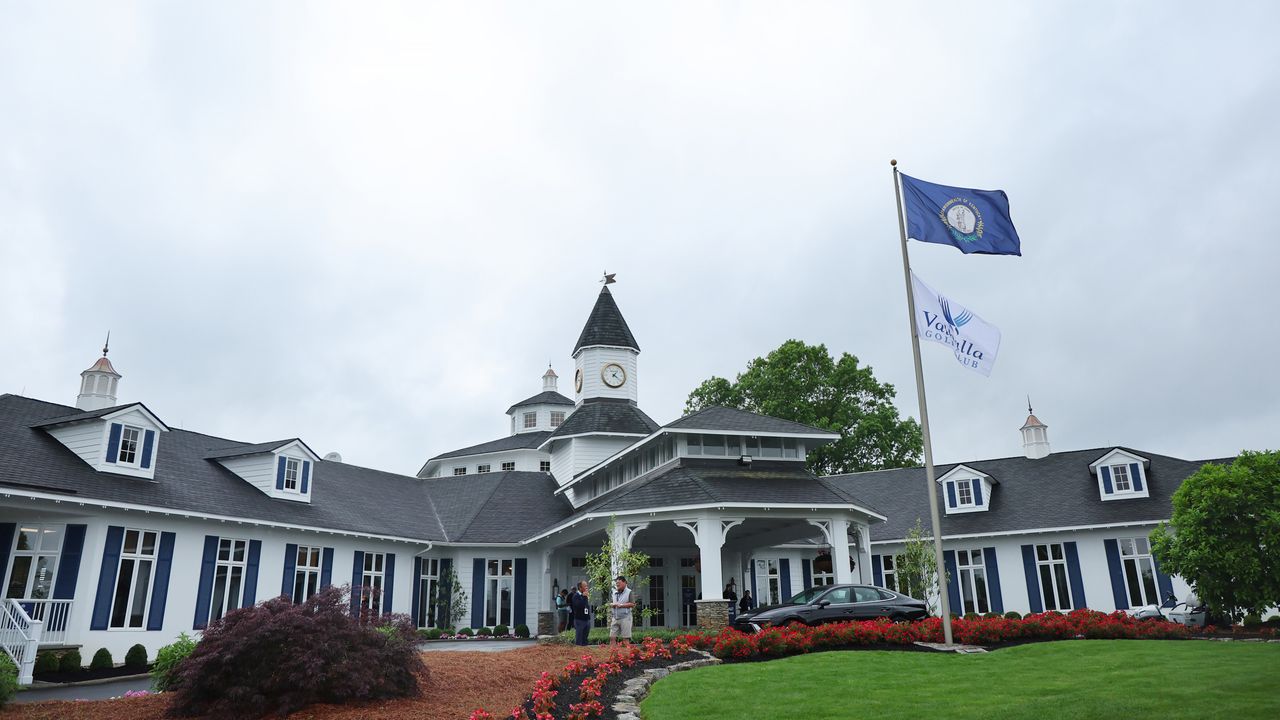 Valhalla clubhouse and flags blowing in the wind