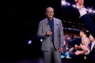 Jon Steinlauf, chief U.S. ad sales officer, Warner Bros. Discovery, on stage at the WBD upfronts.