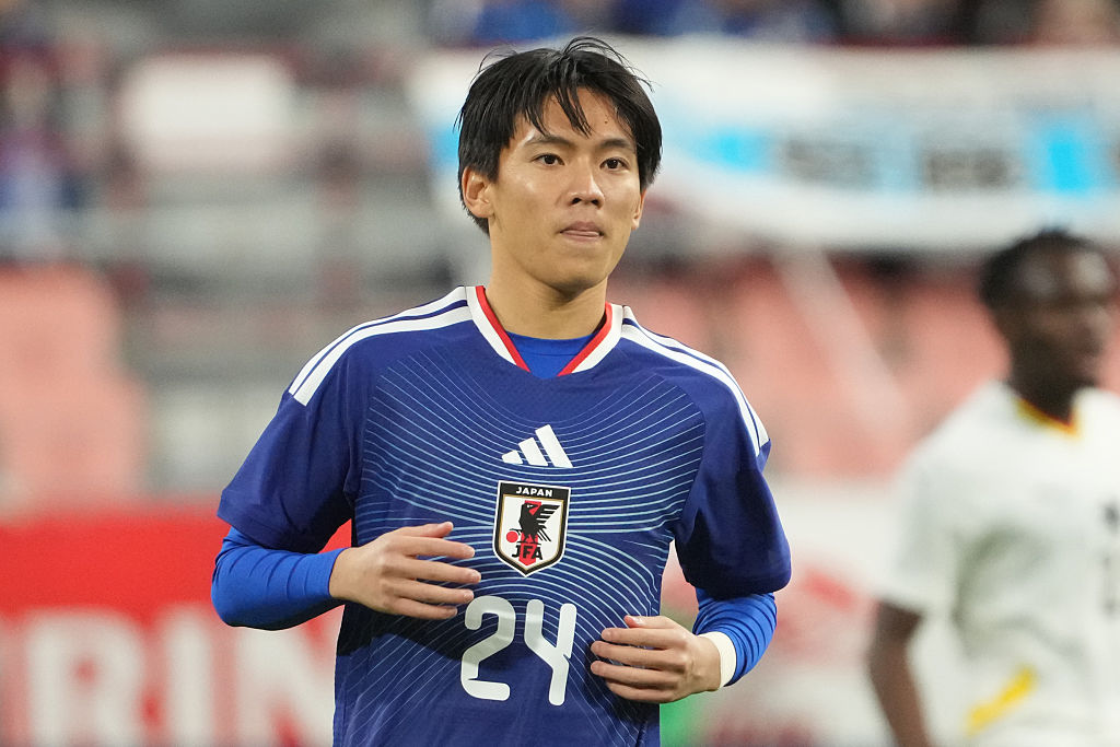 TOYOTA, JAPAN - NOVEMBER 14: Sota Kitano of Japan looks on during the international friendly match between Japan and Ghana at Toyota Stadium on November 14, 2025 in Toyota, Aichi, Japan. (Photo by Masashi Hara/Getty Images)