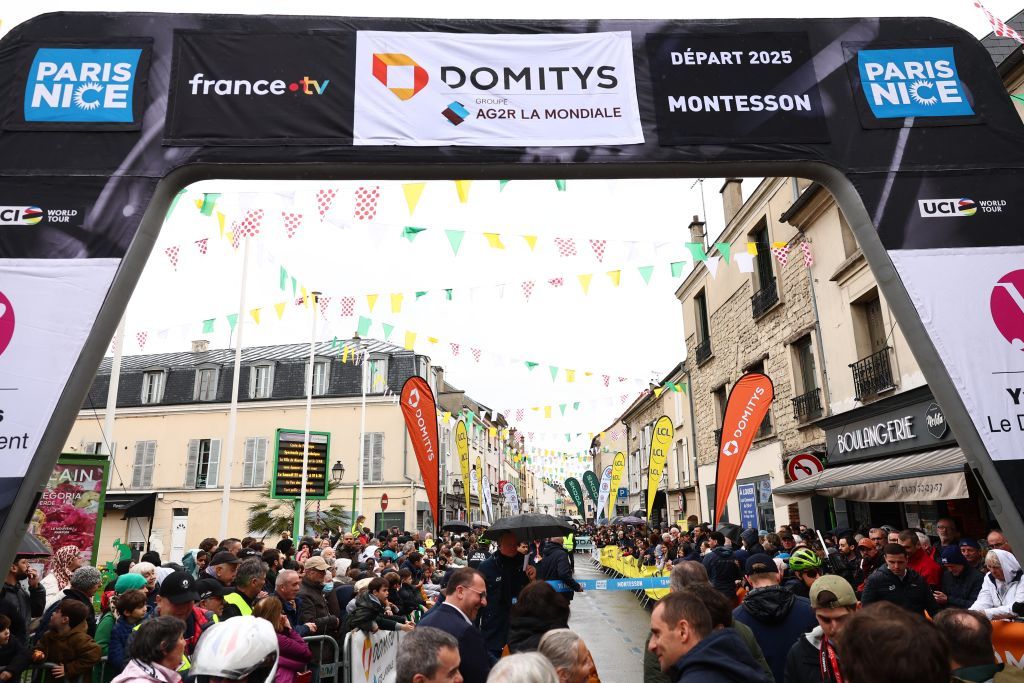 The start of stage two of the 83th edition of the Paris-Nice cycling race, from Montesson to Bellegarde (183,9 km) in France, Monday 10 March 2025.
BELGA PHOTO DAVID PINTENS (Photo by DAVID PINTENS / BELGA MAG / Belga via AFP)