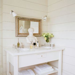 bathroom with marble basin and mirror