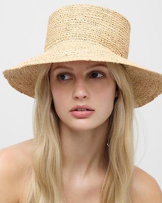 Wide-Brim Raffia Bucket Hat