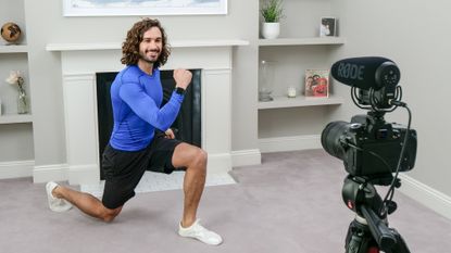 Joe Wicks films workout from home