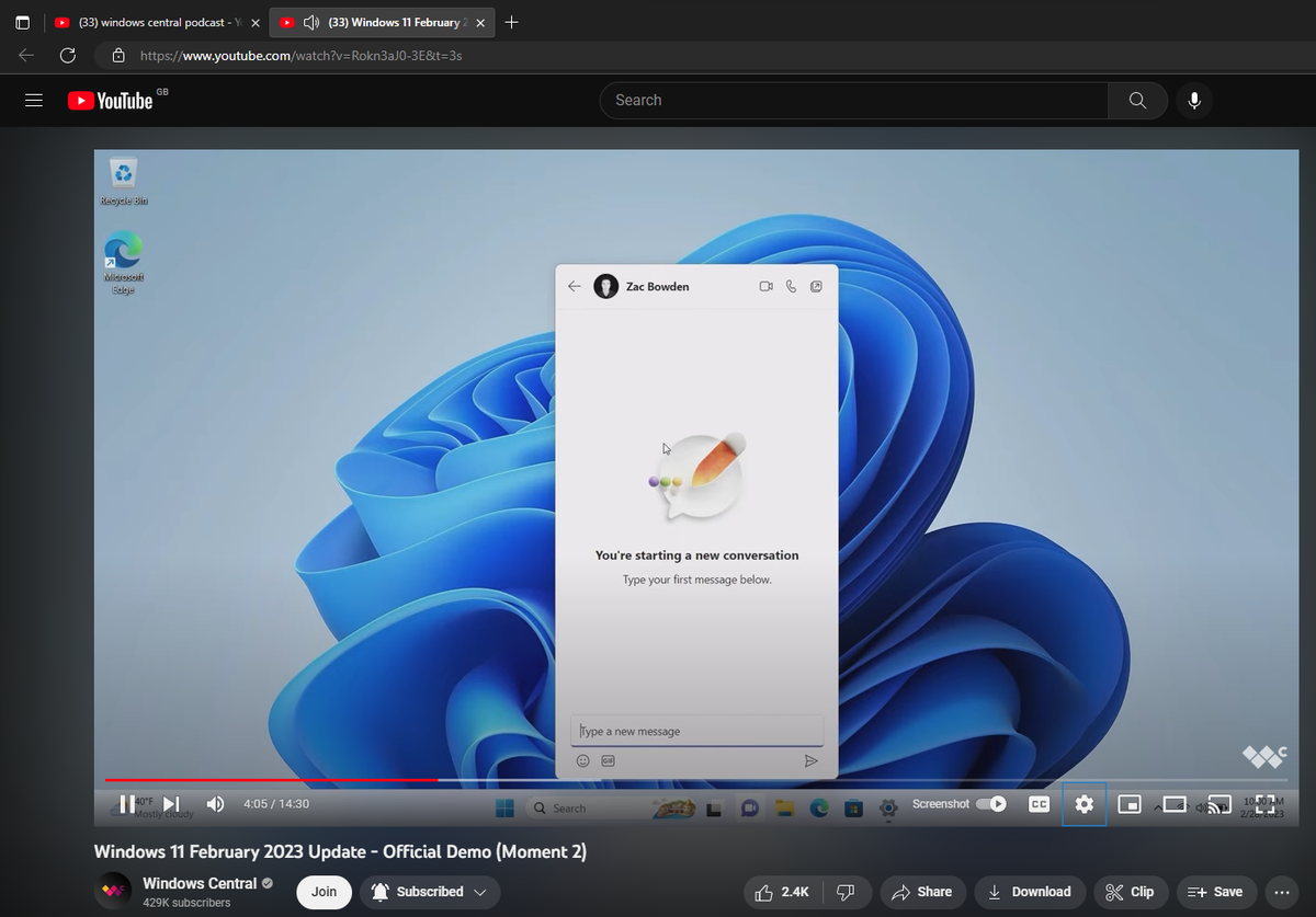 Microsoft Edge video at 720p