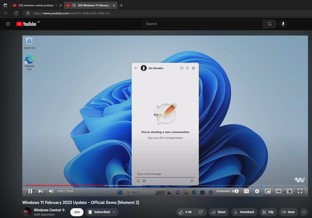 Microsoft Edge video at 720p