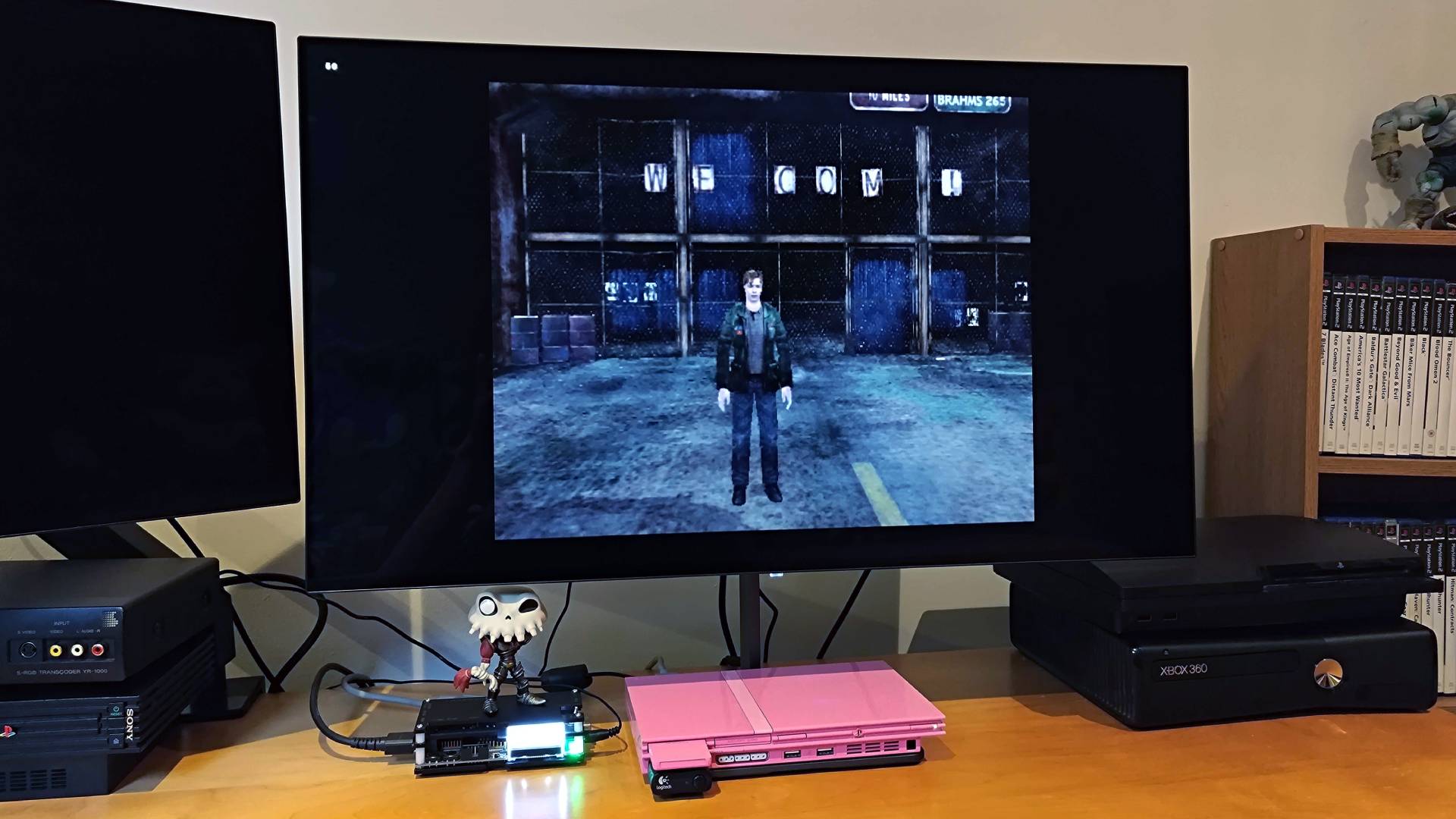 Silent Hill 2 gameplay running on PS2 connected to OSSC and Dough Spectrum Black monitor.