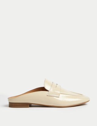 Leather Slip on Flat Loafer Mules