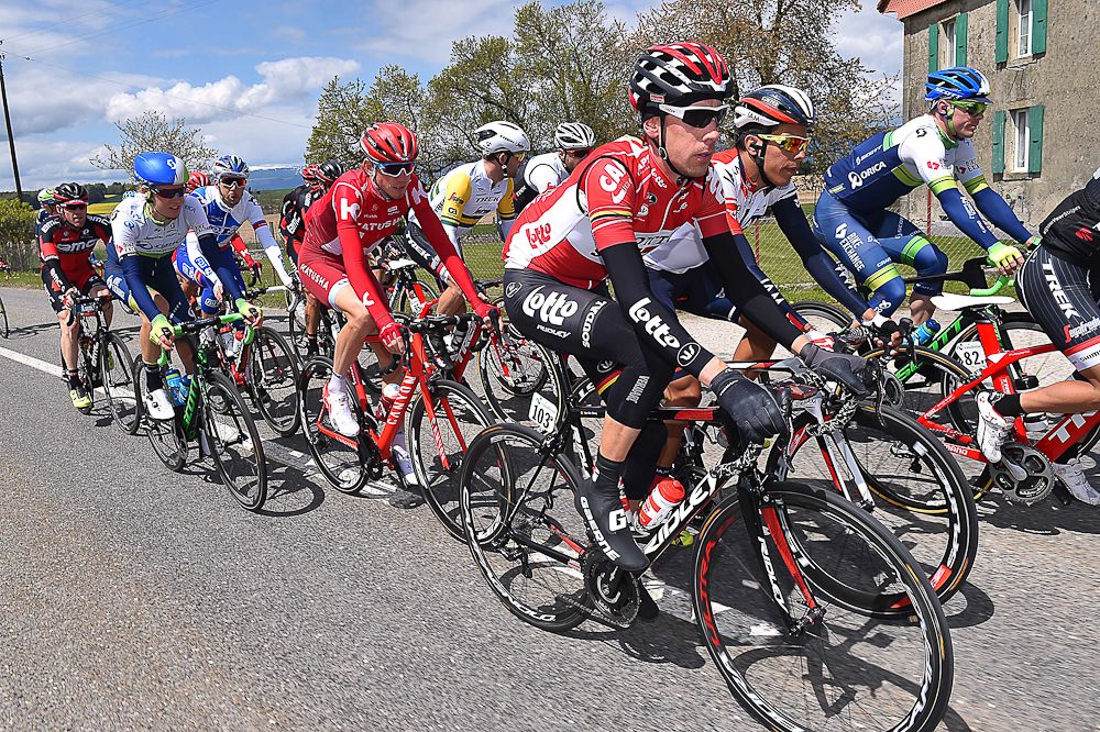 Bart De Clercq in the peloton during stage 4 at the Tour de Romandie.
