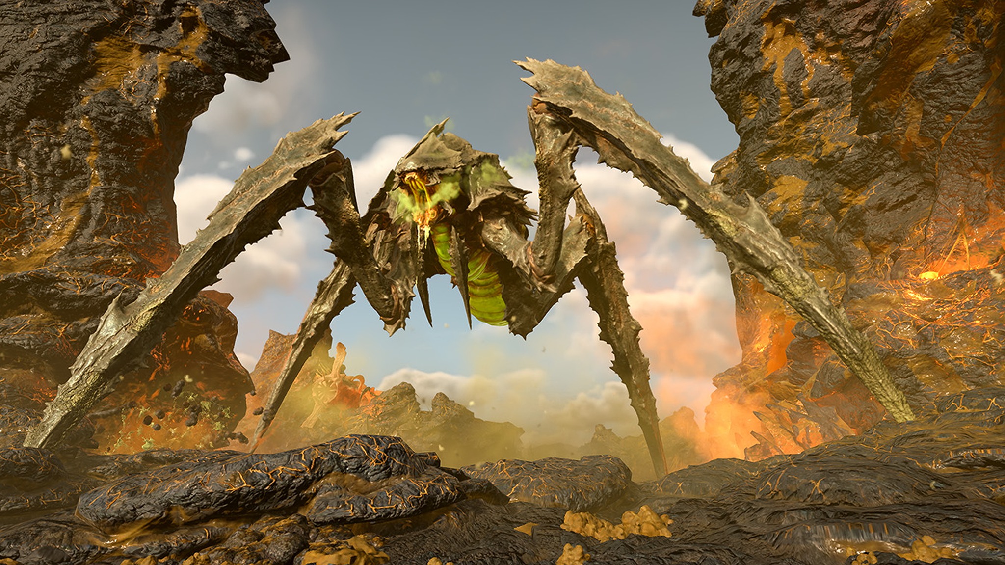 Promotional screenshot of a giant Terminid in Helldivers 2