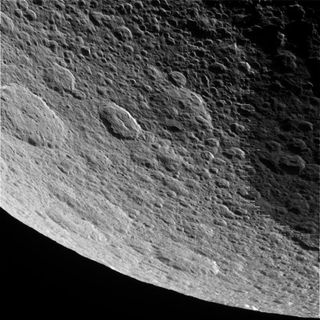 This raw, unprocessed image of Rhea was taken on March 9, 2013 and received on Earth March 10, 2013.