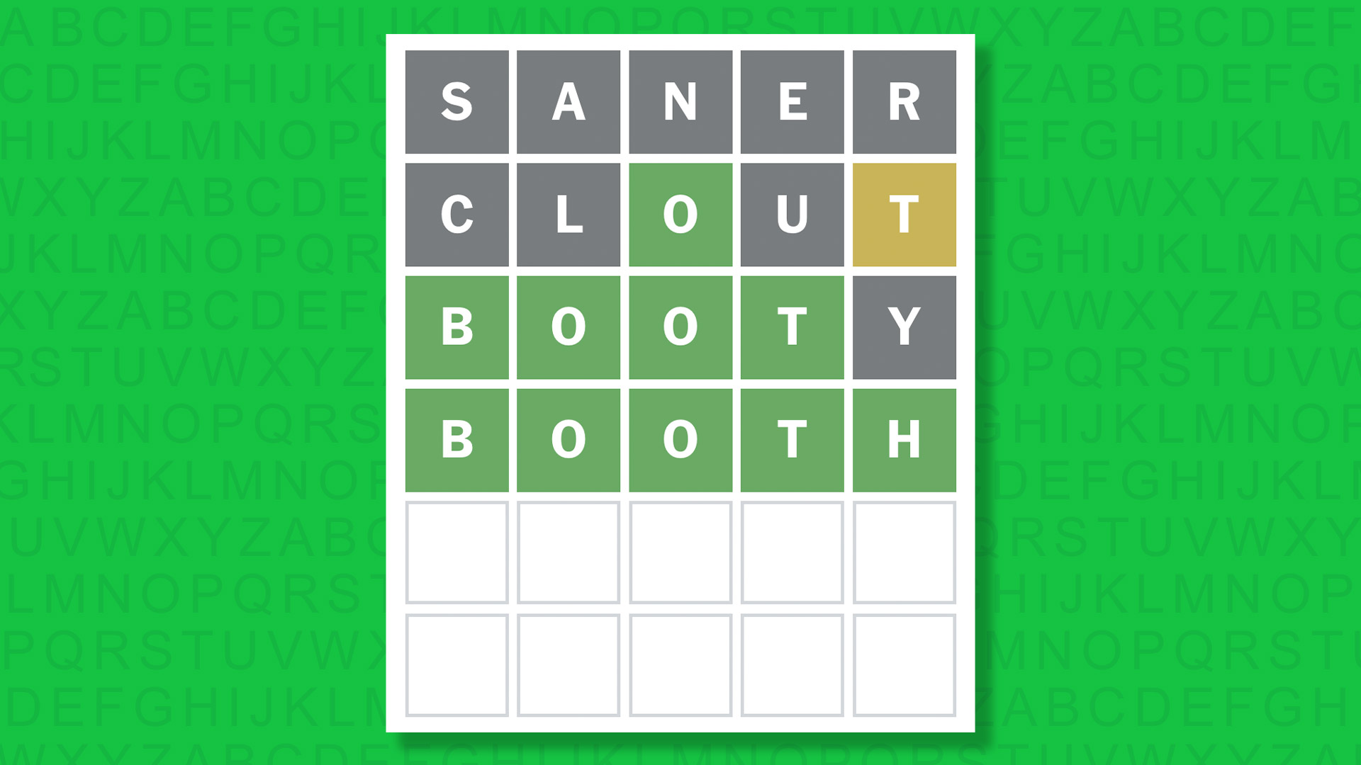 NYT Wordle answers for game 1855 on a green background